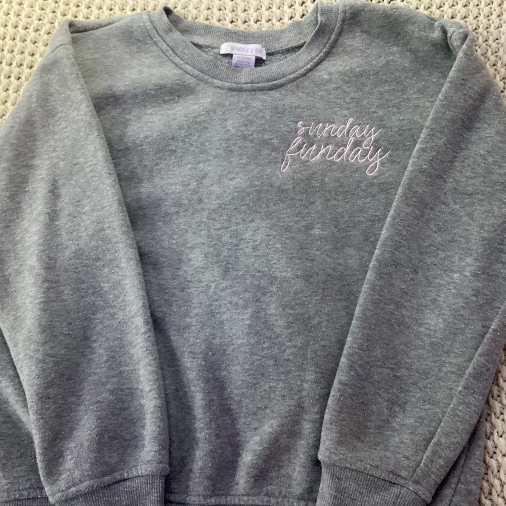 Grey Sunday Funday Girls Crewneck